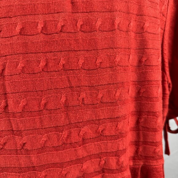 (L) ELLE Dark Orange Empire Waist Short Sleeve Sweater w/ Buttons - Picture 3 of 11